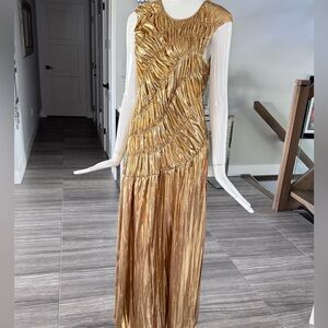 NWOT 💛 Y2K Metallic Gold Maxi Summer Dress